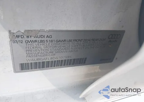 2013 Audi S4 3.0T Premium Plus из США, поврежденный, VIN WAUBGAFL8DA107595